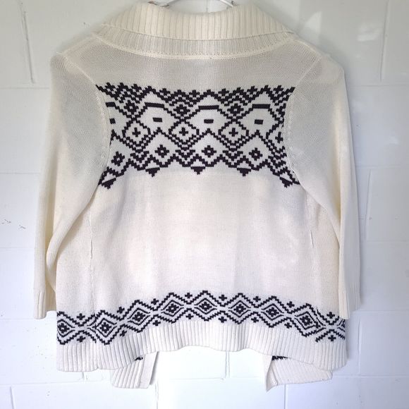 Lane Bryant plus size 18/20 W open front Geometric cardigan 3/4 sleeve ivory Wht - Picture 2 of 15